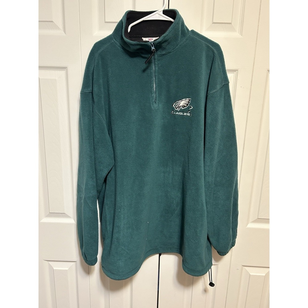 Philadelphia Eagles Vintage NFL 1/4 Zip Fleece Pullover Green Team Logo XXL